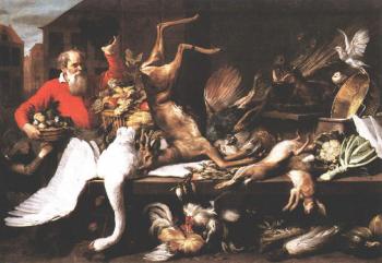 Frans Snyders : Still Life With Dead Game Fruits And Vegetables In A market
